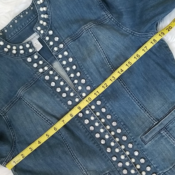 Chico's Platinum Denim Jeans embellished Jacket - Picture 13 of 16